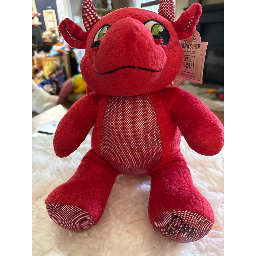 Build-A-Bear Great Wolf Lodge Exclusive Red Dragon Plush Shimmer Accents 12 inch